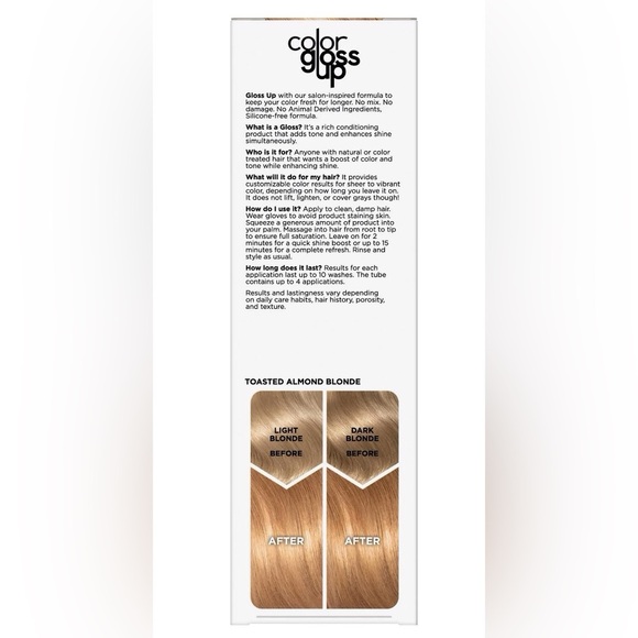 4 Pk Clairol Color Gloss Up Semi-Permanent Toning Hair Dye-Toasted Almond Blonde - Picture 2 of 14